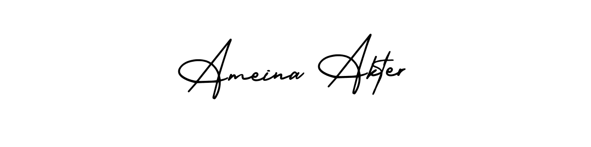 How to make Ameina Akter name signature. Use AmerikaSignatureDemo-Regular style for creating short signs online. This is the latest handwritten sign. Ameina Akter signature style 3 images and pictures png