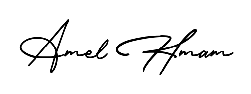 Designed for modern professionals: Amel Hmam name signature crafted with AmerikaSignatureDemo-Regular script. Ready for digital PDF workflows. Amel Hmam signature style 3 images and pictures png