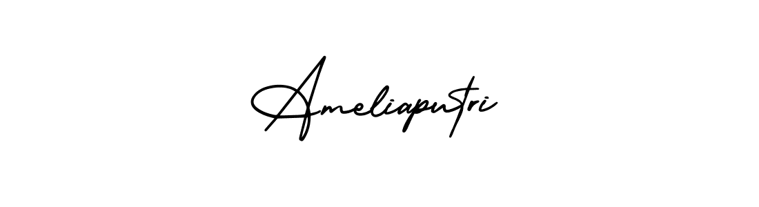 This is the best signature style for the Ameliaputri name. Also you like these signature font (AmerikaSignatureDemo-Regular). Mix name signature. Ameliaputri signature style 3 images and pictures png