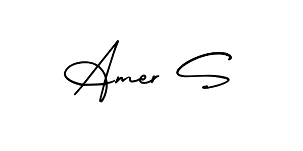 The best way (AmerikaSignatureDemo-Regular) to make a short signature is to pick only two or three words in your name. The name Amer S include a total of six letters. For converting this name. Amer S signature style 3 images and pictures png