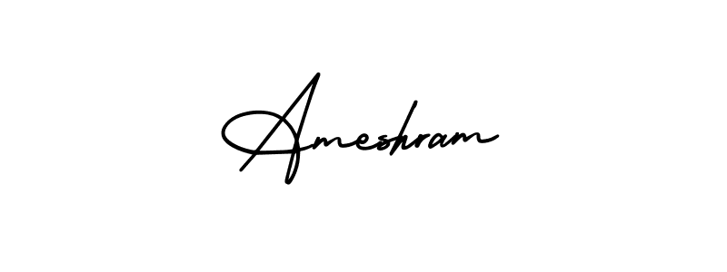 Similarly AmerikaSignatureDemo-Regular is the best handwritten signature design. Signature creator online .You can use it as an online autograph creator for name Ameshram. Ameshram signature style 3 images and pictures png