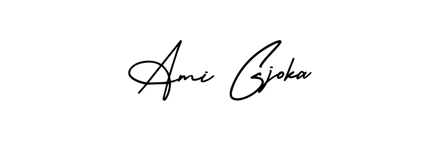 AmerikaSignatureDemo-Regular is a professional signature style that is perfect for those who want to add a touch of class to their signature. It is also a great choice for those who want to make their signature more unique. Get Ami Gjoka name to fancy signature for free. Ami Gjoka signature style 3 images and pictures png