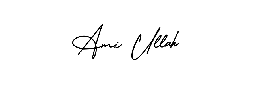 This is the best signature style for the Ami Ullah name. Also you like these signature font (AmerikaSignatureDemo-Regular). Mix name signature. Ami Ullah signature style 3 images and pictures png