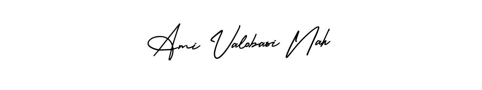 You should practise on your own different ways (AmerikaSignatureDemo-Regular) to write your name (Ami Valobasi Nah) in signature. don't let someone else do it for you. Ami Valobasi Nah signature style 3 images and pictures png