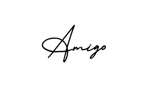 How to make Amigo name signature. Use AmerikaSignatureDemo-Regular style for creating short signs online. This is the latest handwritten sign. Amigo signature style 3 images and pictures png