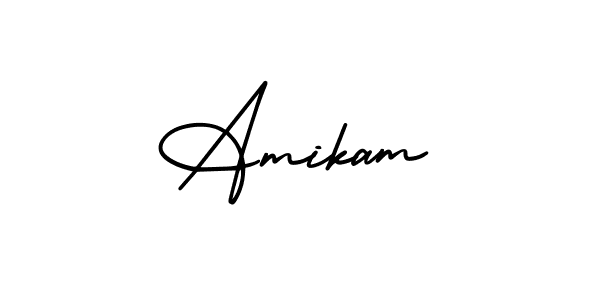 The best way (AmerikaSignatureDemo-Regular) to make a short signature is to pick only two or three words in your name. The name Amikam include a total of six letters. For converting this name. Amikam signature style 3 images and pictures png