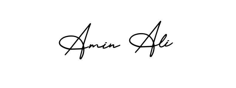 How to make Amin Ali name signature. Use AmerikaSignatureDemo-Regular style for creating short signs online. This is the latest handwritten sign. Amin Ali signature style 3 images and pictures png