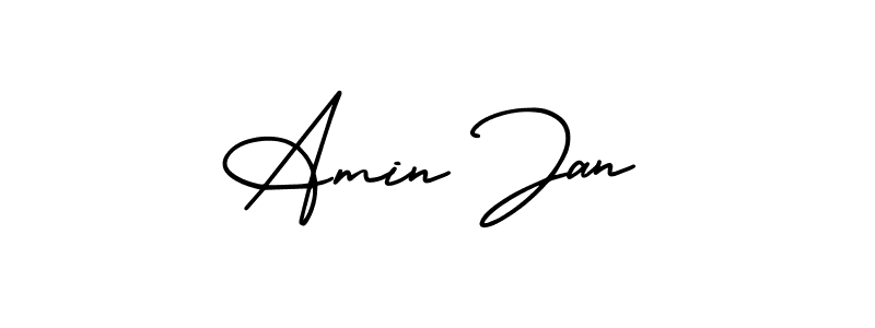 You should practise on your own different ways (AmerikaSignatureDemo-Regular) to write your name (Amin Jan) in signature. don't let someone else do it for you. Amin Jan signature style 3 images and pictures png