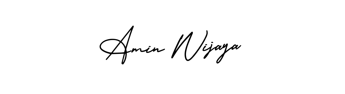 How to make Amin Wijaya name signature. Use AmerikaSignatureDemo-Regular style for creating short signs online. This is the latest handwritten sign. Amin Wijaya signature style 3 images and pictures png