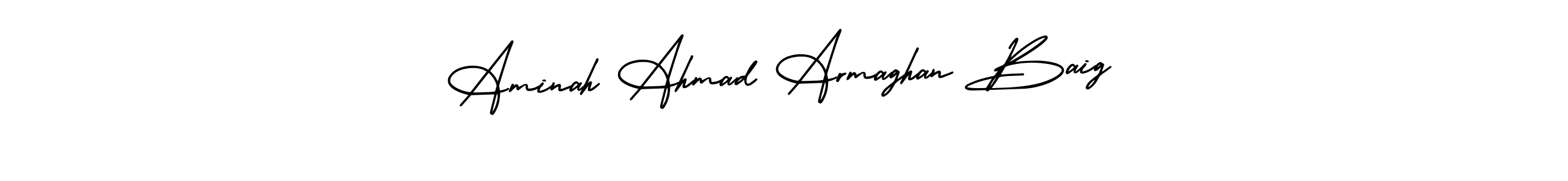 The best way (AmerikaSignatureDemo-Regular) to make a short signature is to pick only two or three words in your name. The name Aminah Ahmad Armaghan Baig include a total of six letters. For converting this name. Aminah Ahmad Armaghan Baig signature style 3 images and pictures png