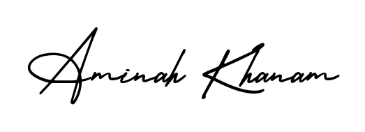 The AmerikaSignatureDemo-Regular font gives name Aminah Khanam a signature that looks effortless yet distinguished. Download high-res PNG instantly. Aminah Khanam signature style 3 images and pictures png