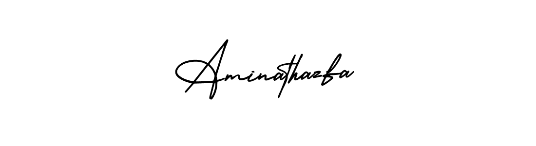 Use a signature maker to create a handwritten signature online. With this signature software, you can design (AmerikaSignatureDemo-Regular) your own signature for name Aminathazfa. Aminathazfa signature style 3 images and pictures png