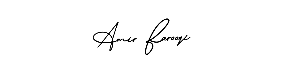 This is the best signature style for the Amir Farooqi name. Also you like these signature font (AmerikaSignatureDemo-Regular). Mix name signature. Amir Farooqi signature style 3 images and pictures png