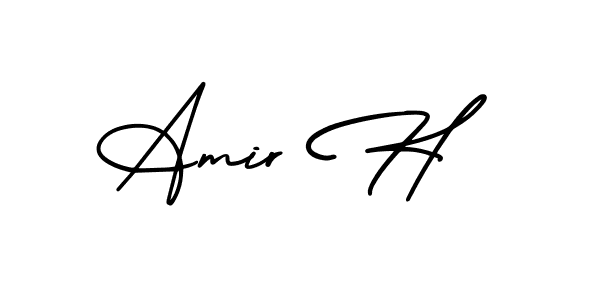 You should practise on your own different ways (AmerikaSignatureDemo-Regular) to write your name (Amir H) in signature. don't let someone else do it for you. Amir H signature style 3 images and pictures png