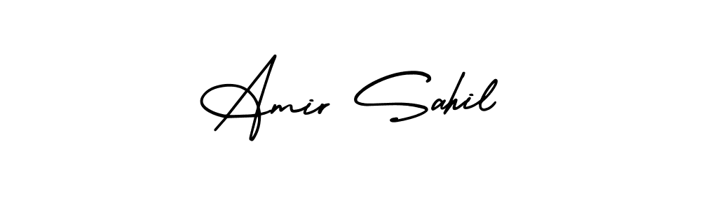 Similarly AmerikaSignatureDemo-Regular is the best handwritten signature design. Signature creator online .You can use it as an online autograph creator for name Amir Sahil. Amir Sahil signature style 3 images and pictures png