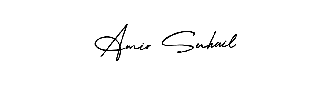 This is the best signature style for the Amir Suhail name. Also you like these signature font (AmerikaSignatureDemo-Regular). Mix name signature. Amir Suhail signature style 3 images and pictures png