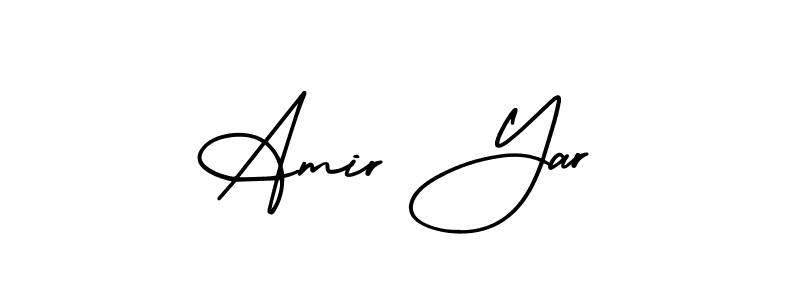 The best way (AmerikaSignatureDemo-Regular) to make a short signature is to pick only two or three words in your name. The name Amir Yar include a total of six letters. For converting this name. Amir Yar signature style 3 images and pictures png