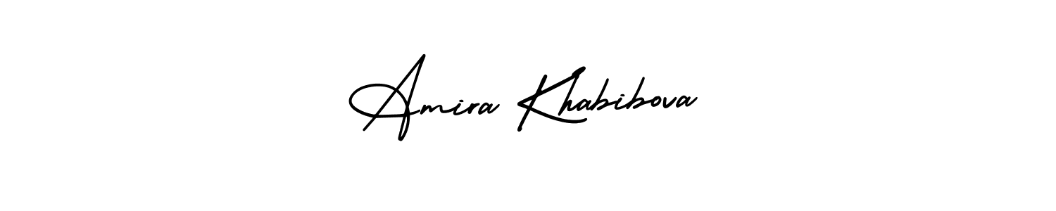 AmerikaSignatureDemo-Regular is a professional signature style that is perfect for those who want to add a touch of class to their signature. It is also a great choice for those who want to make their signature more unique. Get Amira Khabibova name to fancy signature for free. Amira Khabibova signature style 3 images and pictures png