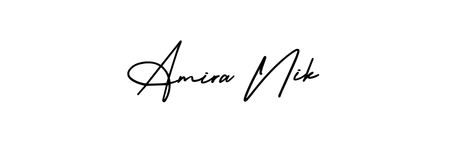 if you are searching for the best signature style for your name Amira Nik. so please give up your signature search. here we have designed multiple signature styles  using AmerikaSignatureDemo-Regular. Amira Nik signature style 3 images and pictures png