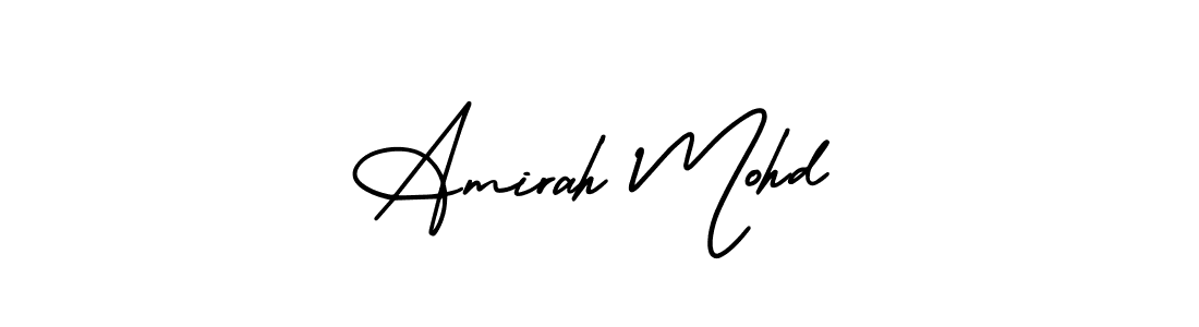 AmerikaSignatureDemo-Regular is a professional signature style that is perfect for those who want to add a touch of class to their signature. It is also a great choice for those who want to make their signature more unique. Get Amirah Mohd name to fancy signature for free. Amirah Mohd signature style 3 images and pictures png