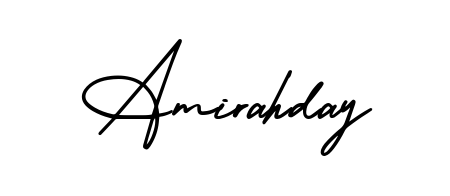 The best way (AmerikaSignatureDemo-Regular) to make a short signature is to pick only two or three words in your name. For converting this name Amirahday. Amirahday signature style 3 images and pictures png