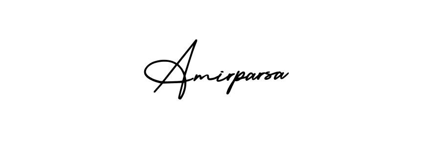 The best way (AmerikaSignatureDemo-Regular) to make a short signature is to pick only two or three words in your name. The name Amirparsa include a total of six letters. For converting this name. Amirparsa signature style 3 images and pictures png