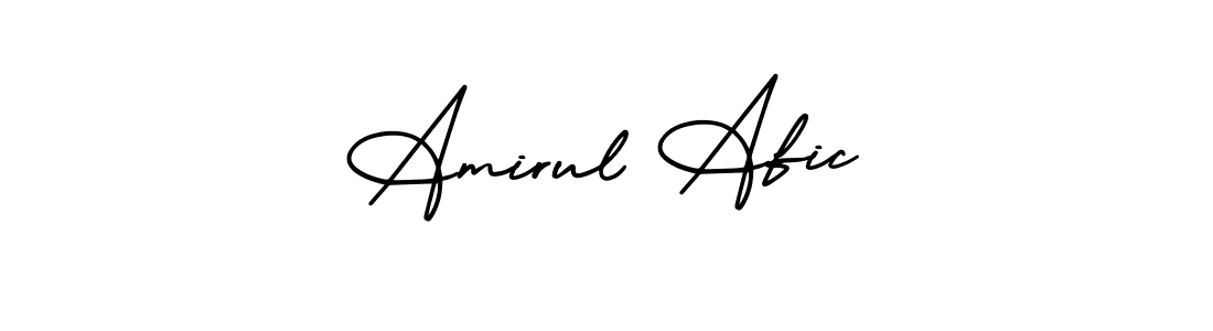 The best way (AmerikaSignatureDemo-Regular) to make a short signature is to pick only two or three words in your name. The name Amirul Afic include a total of six letters. For converting this name. Amirul Afic signature style 3 images and pictures png