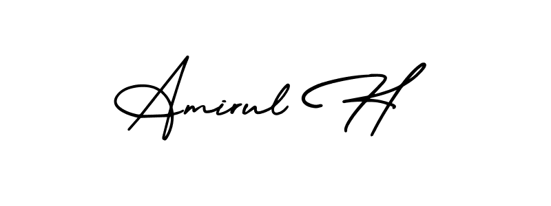 Create a beautiful signature design for name Amirul H. With this signature (AmerikaSignatureDemo-Regular) fonts, you can make a handwritten signature for free. Amirul H signature style 3 images and pictures png