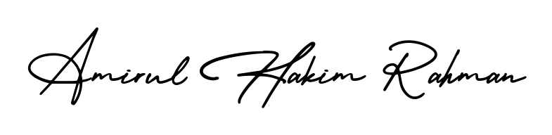 Create an unforgettable impression when signing with Amirul Hakim Rahman name styled in AmerikaSignatureDemo-Regular typography. 100% free online generator. Amirul Hakim Rahman signature style 3 images and pictures png