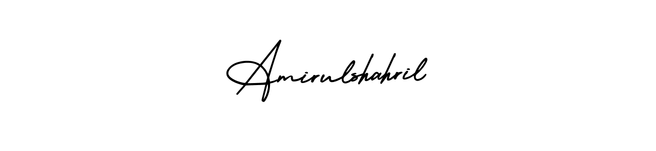 The best way (AmerikaSignatureDemo-Regular) to make a short signature is to pick only two or three words in your name. The name Amirulshahril include a total of six letters. For converting this name. Amirulshahril signature style 3 images and pictures png