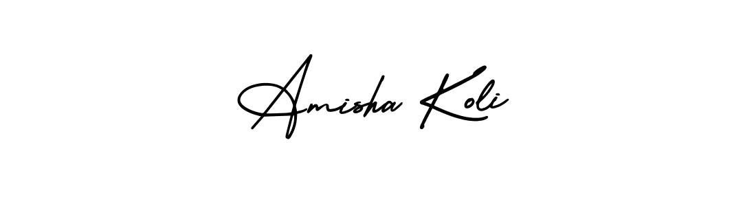 The best way (AmerikaSignatureDemo-Regular) to make a short signature is to pick only two or three words in your name. The name Amisha Koli include a total of six letters. For converting this name. Amisha Koli signature style 3 images and pictures png