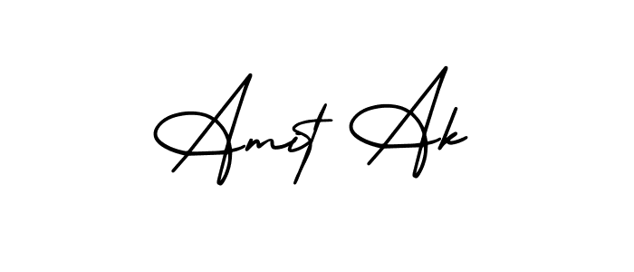 How to make Amit Ak name signature. Use AmerikaSignatureDemo-Regular style for creating short signs online. This is the latest handwritten sign. Amit Ak signature style 3 images and pictures png