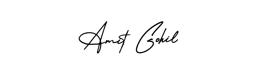 This is the best signature style for the Amit Gohil name. Also you like these signature font (AmerikaSignatureDemo-Regular). Mix name signature. Amit Gohil signature style 3 images and pictures png