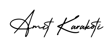 The AmerikaSignatureDemo-Regular font transforms the name Amit Karakoti into an executive sign with sharp precision and distinguished character. Amit Karakoti signature style 3 images and pictures png