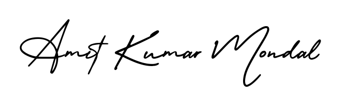 Download transparent PNG signature for name Amit Kumar Mondal styled with AmerikaSignatureDemo-Regular font. Ready to paste directly into PDF and Word agreements. Amit Kumar Mondal signature style 3 images and pictures png