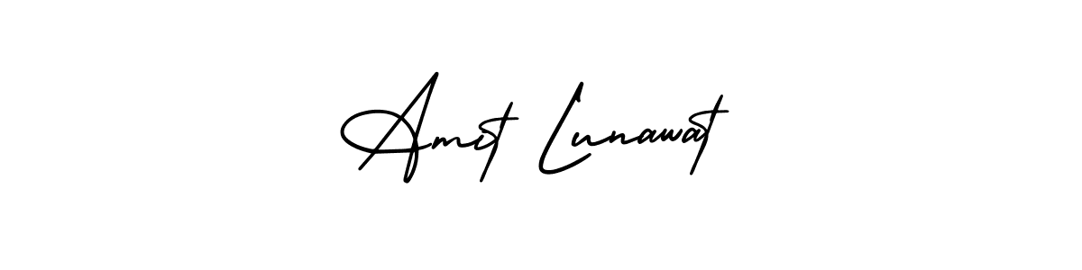 The best way (AmerikaSignatureDemo-Regular) to make a short signature is to pick only two or three words in your name. The name Amit Lunawat include a total of six letters. For converting this name. Amit Lunawat signature style 3 images and pictures png