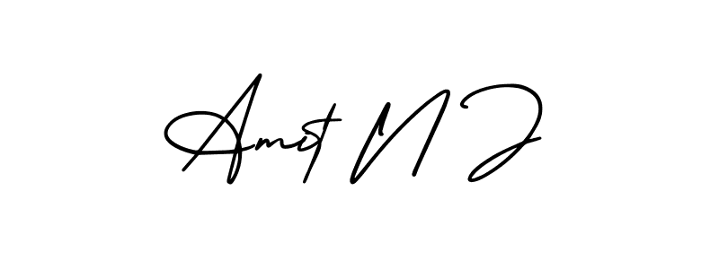 The best way (AmerikaSignatureDemo-Regular) to make a short signature is to pick only two or three words in your name. The name Amit N J include a total of six letters. For converting this name. Amit N J signature style 3 images and pictures png