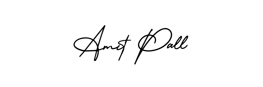 The best way (AmerikaSignatureDemo-Regular) to make a short signature is to pick only two or three words in your name. The name Amit Pall include a total of six letters. For converting this name. Amit Pall signature style 3 images and pictures png