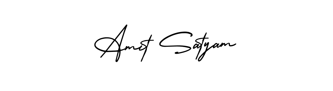 How to make Amit Satyam name signature. Use AmerikaSignatureDemo-Regular style for creating short signs online. This is the latest handwritten sign. Amit Satyam signature style 3 images and pictures png
