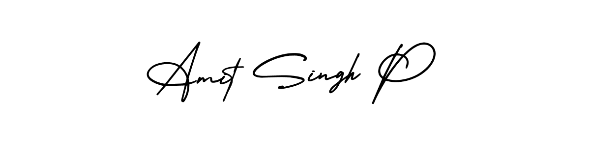 How to make Amit Singh P name signature. Use AmerikaSignatureDemo-Regular style for creating short signs online. This is the latest handwritten sign. Amit Singh P signature style 3 images and pictures png