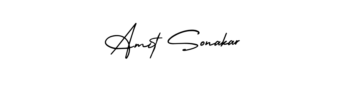 You should practise on your own different ways (AmerikaSignatureDemo-Regular) to write your name (Amit Sonakar) in signature. don't let someone else do it for you. Amit Sonakar signature style 3 images and pictures png