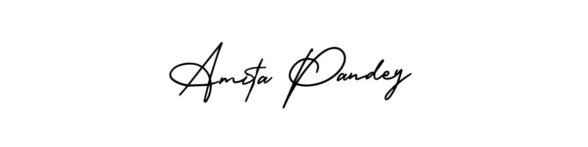 The best way (AmerikaSignatureDemo-Regular) to make a short signature is to pick only two or three words in your name. The name Amita Pandey include a total of six letters. For converting this name. Amita Pandey signature style 3 images and pictures png