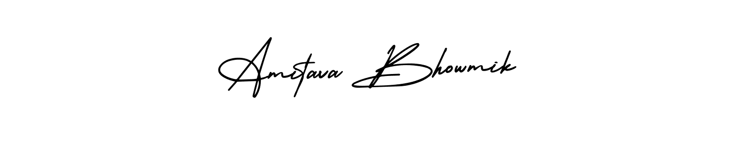 AmerikaSignatureDemo-Regular is a professional signature style that is perfect for those who want to add a touch of class to their signature. It is also a great choice for those who want to make their signature more unique. Get Amitava Bhowmik name to fancy signature for free. Amitava Bhowmik signature style 3 images and pictures png
