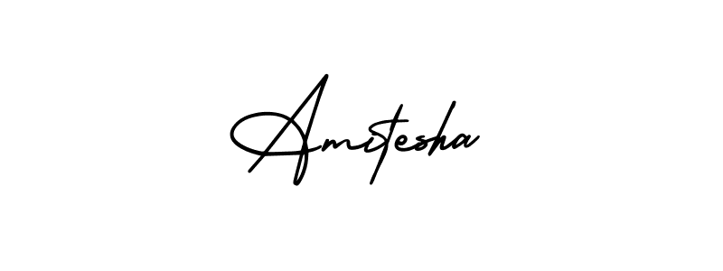 The best way (AmerikaSignatureDemo-Regular) to make a short signature is to pick only two or three words in your name. The name Amitesha include a total of six letters. For converting this name. Amitesha signature style 3 images and pictures png