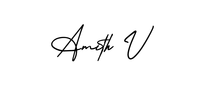 Use a signature maker to create a handwritten signature online. With this signature software, you can design (AmerikaSignatureDemo-Regular) your own signature for name Amith V. Amith V signature style 3 images and pictures png