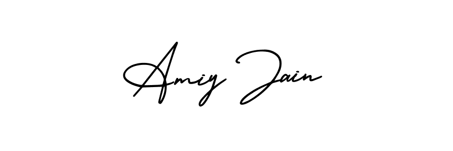 The best way (AmerikaSignatureDemo-Regular) to make a short signature is to pick only two or three words in your name. The name Amiy Jain include a total of six letters. For converting this name. Amiy Jain signature style 3 images and pictures png