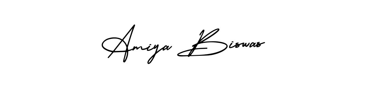 The best way (AmerikaSignatureDemo-Regular) to make a short signature is to pick only two or three words in your name. The name Amiya Biswas include a total of six letters. For converting this name. Amiya Biswas signature style 3 images and pictures png