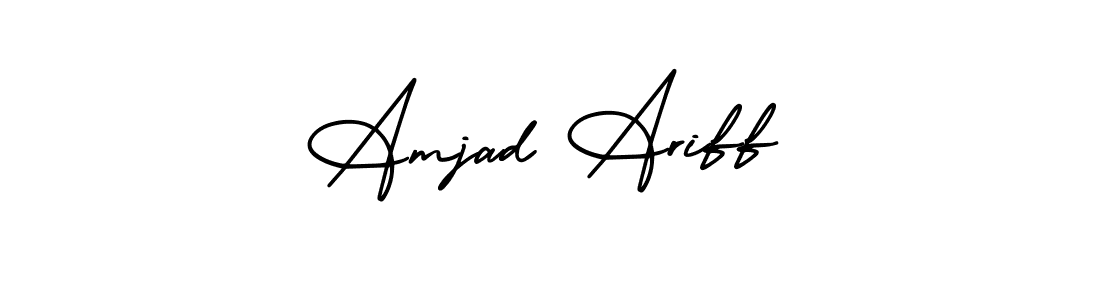 The best way (AmerikaSignatureDemo-Regular) to make a short signature is to pick only two or three words in your name. The name Amjad Ariff include a total of six letters. For converting this name. Amjad Ariff signature style 3 images and pictures png
