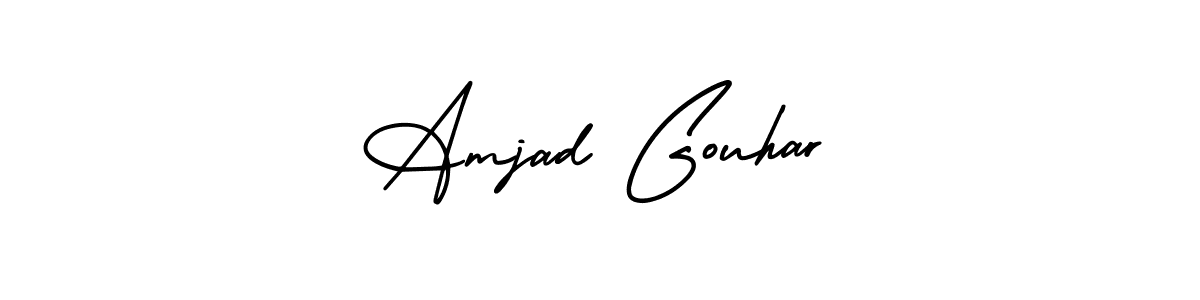 Amjad Gouhar stylish signature style. Best Handwritten Sign (AmerikaSignatureDemo-Regular) for my name. Handwritten Signature Collection Ideas for my name Amjad Gouhar. Amjad Gouhar signature style 3 images and pictures png