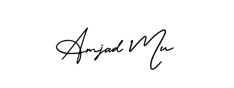 Create a beautiful signature design for name Amjad Mu. With this signature (AmerikaSignatureDemo-Regular) fonts, you can make a handwritten signature for free. Amjad Mu signature style 3 images and pictures png